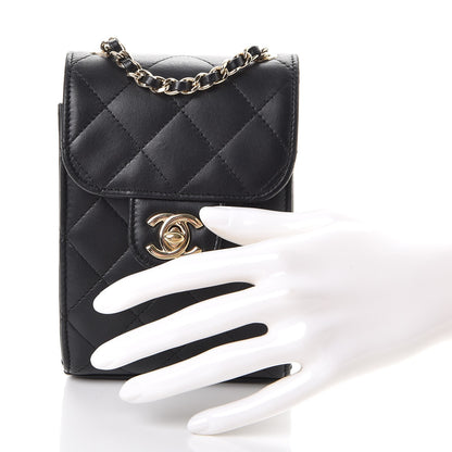 Chanel Lambskin Quilted Extra Mini Wallet On Chain WOC Black 3 of 10
