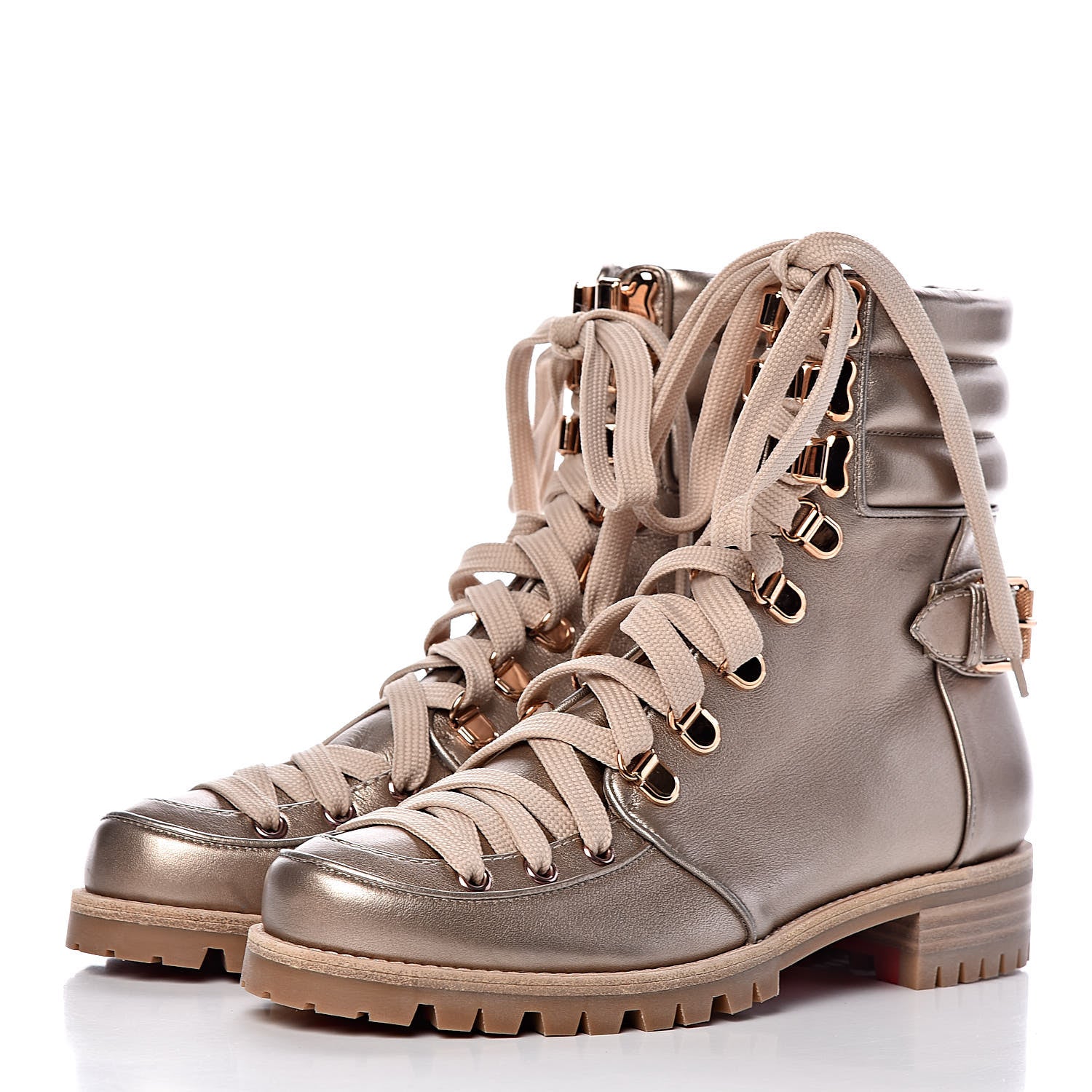 Christian Louboutin Metallic Calfskin Who Runs Flat Boots 38 Colombe 3 of 9