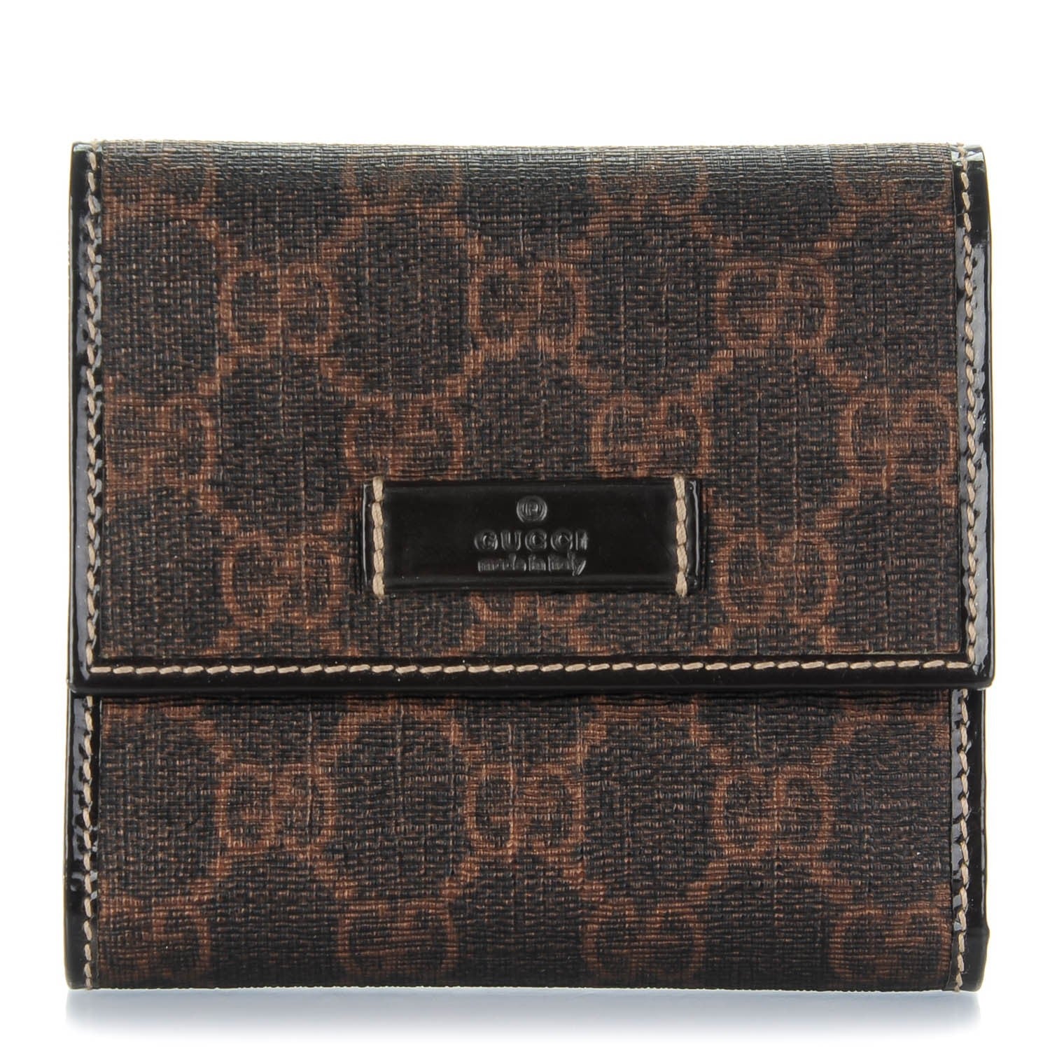 Gucci GG Plus Monogram Joy French Flap Wallet Dark Brown 1 of 7