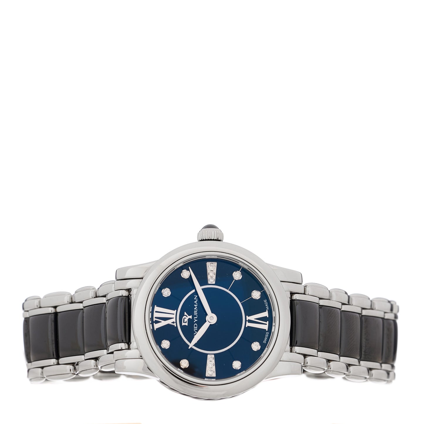 Stainless Steel Ceramic Diamond 30mm Classic Quartz Watch Black