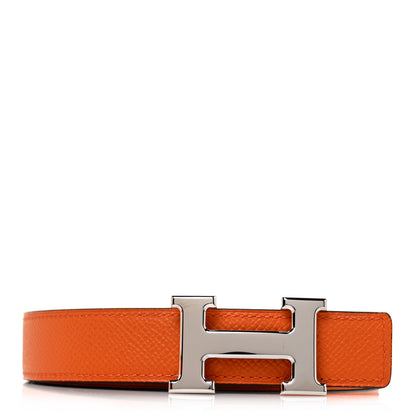 Hermes Swift Epsom 24mm Mini H Belt 90 Black Orange 1 of 5