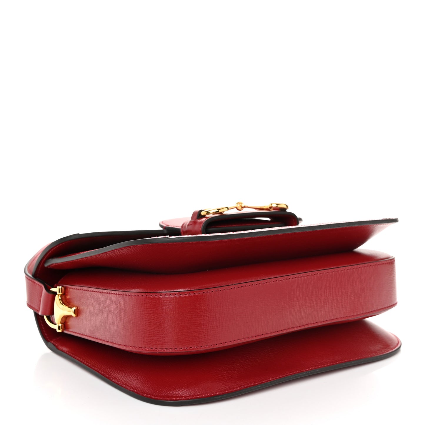 GG Supreme Monogram Azalea Calfskin Horsebit 1955 Shoulder Bag Beige Ebony New Cherry Red