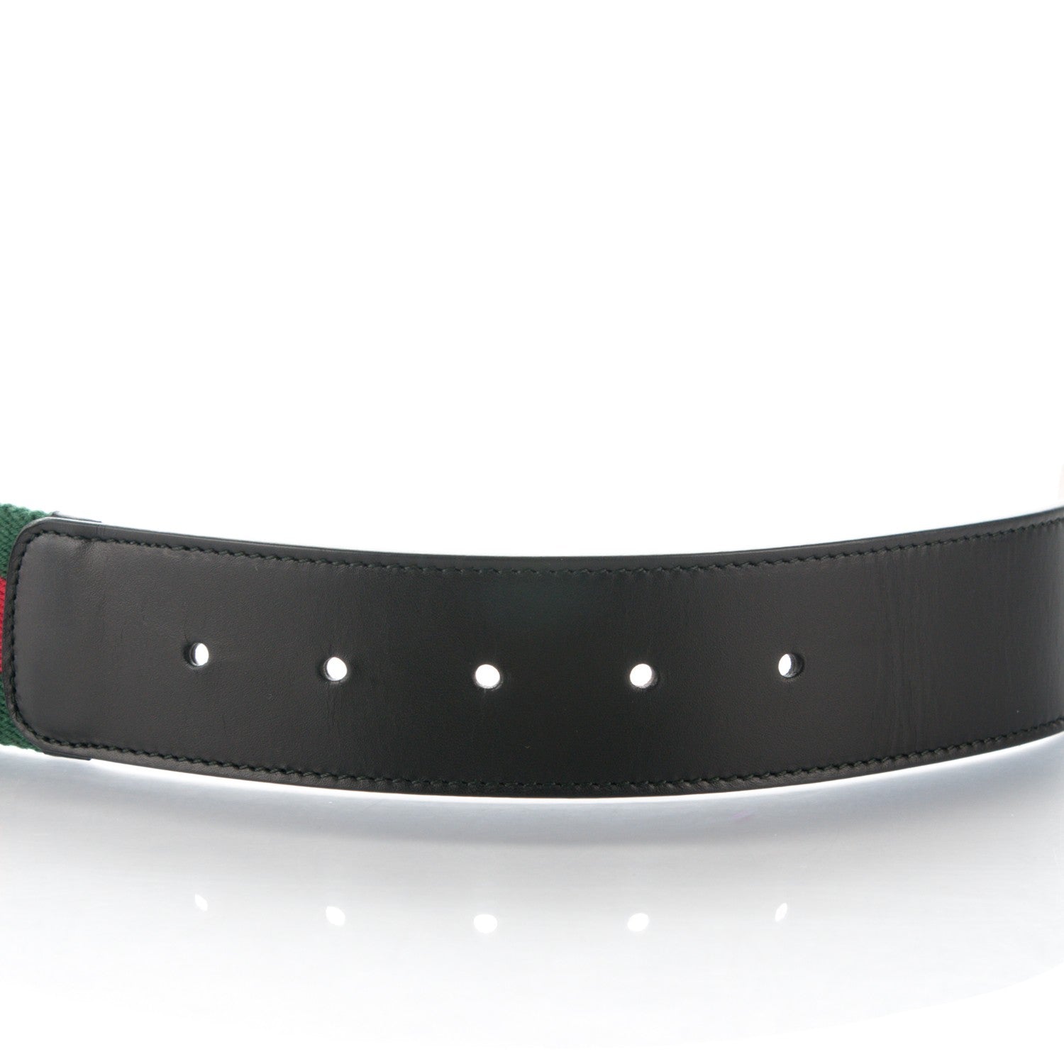 Gucci Nylon Calfskin Double G Web 40mm Belt 75 30 Green Red Black 5 of 7