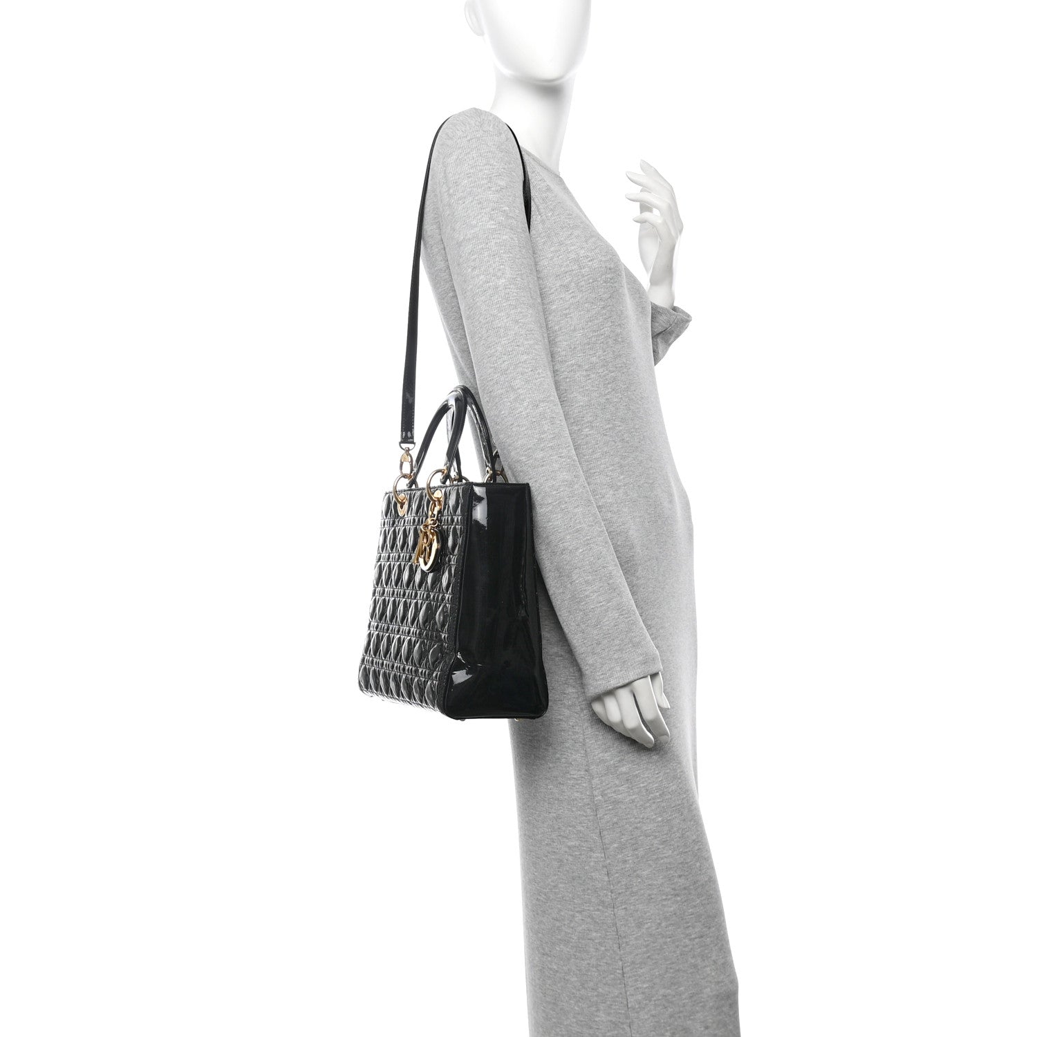 Christian Dior Patent Cannage Large Lady Dior Black 2 of 15