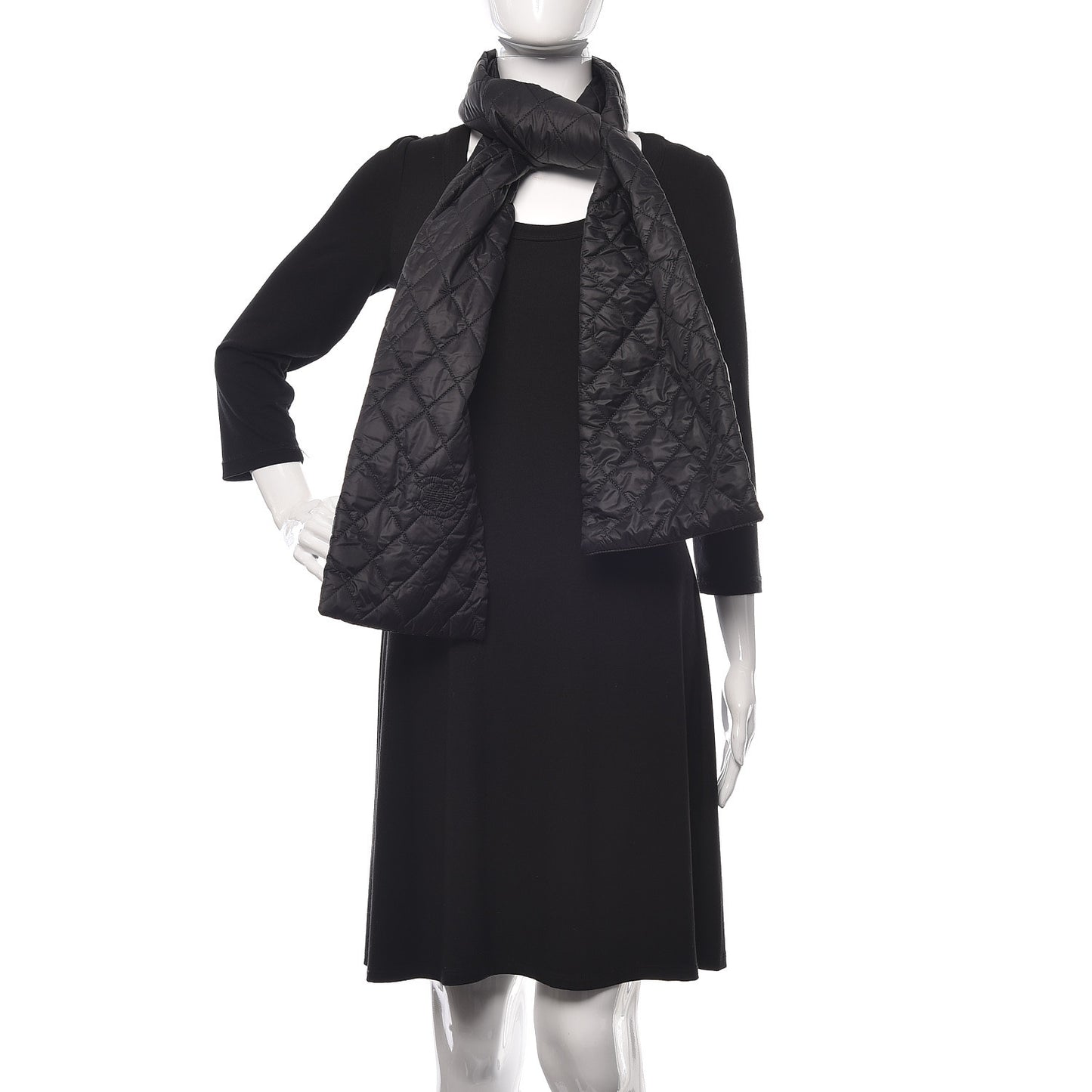Nylon Quilted CC Scarf Black