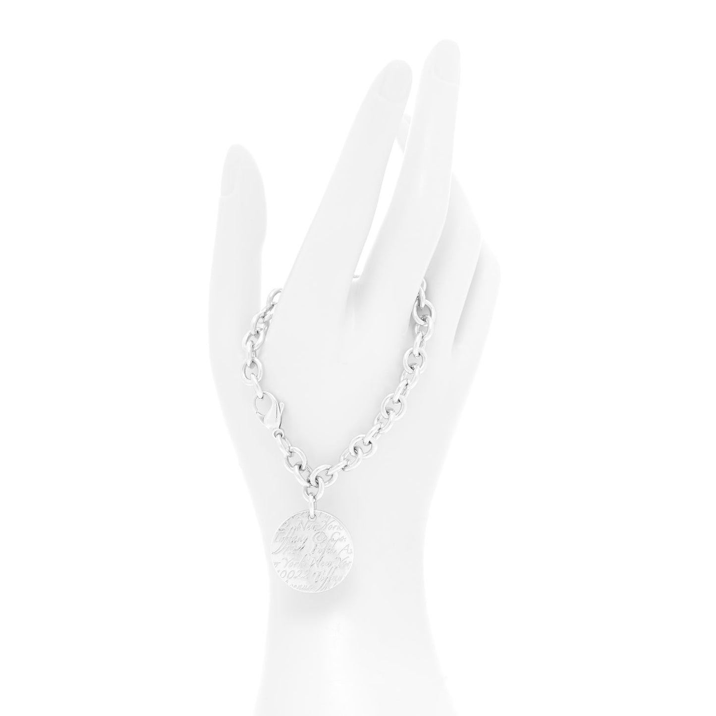 Sterling Silver Notes Round Tag Charm Bracelet