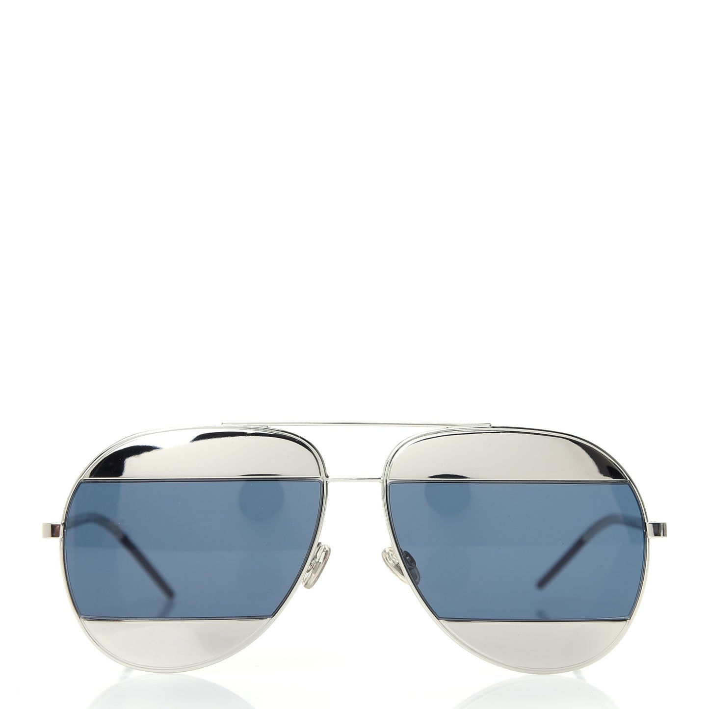 Metal Split 1 Aviator Sunglasses Silver Blue
