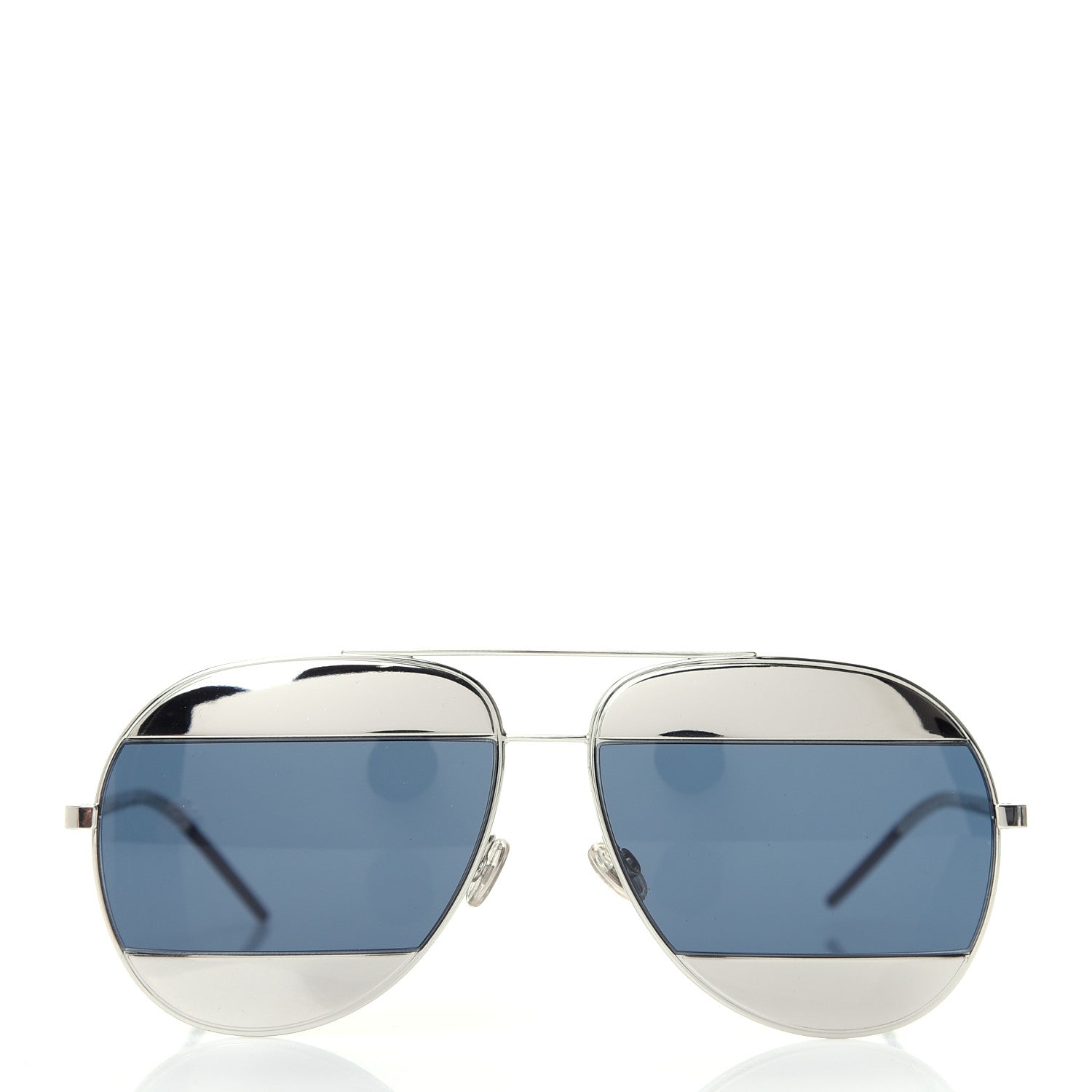 Christian Dior Metal Split 1 Aviator Sunglasses Silver Blue 2 of 7