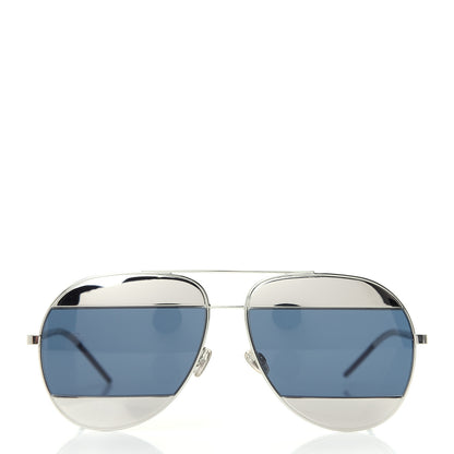 Christian Dior Metal Split 1 Aviator Sunglasses Silver Blue 2 of 7