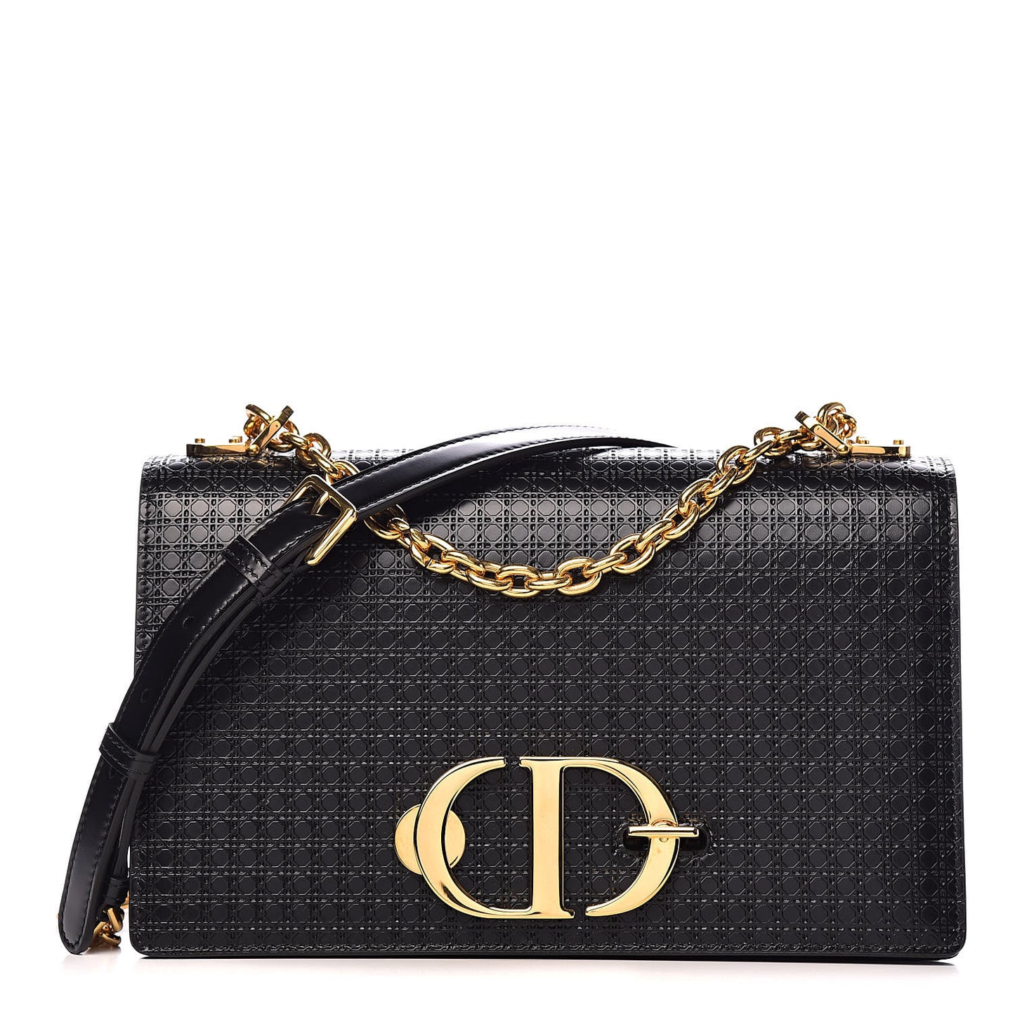 Patent Micro-Cannage 30 Montaigne Chain Flap Bag Black