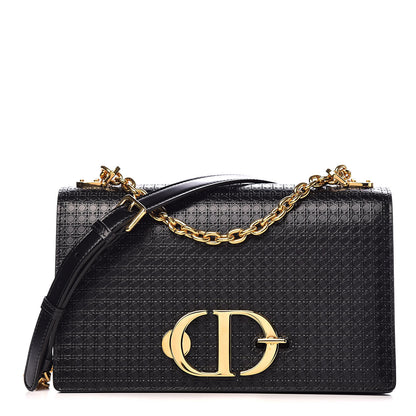 Christian Dior Patent Micro-Cannage 30 Montaigne Chain Flap Bag Black 1 of 12