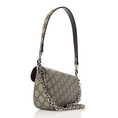 Gucci GG Supreme Monogram Mini Horsebit 1955 Asymmetric Shoulder Bag Beige Ebony 3 of 11