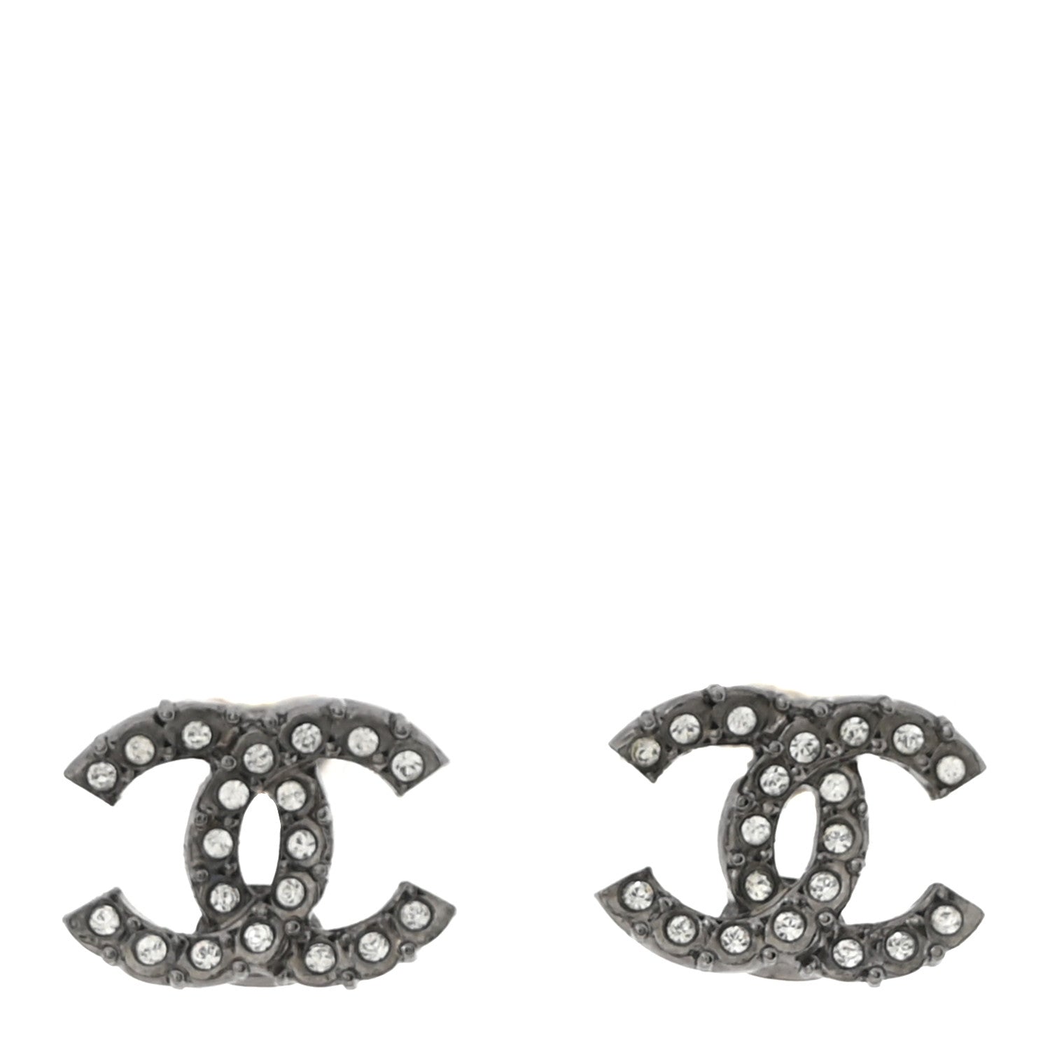 Chanel Crystal CC Earrings Silver 1 of 5