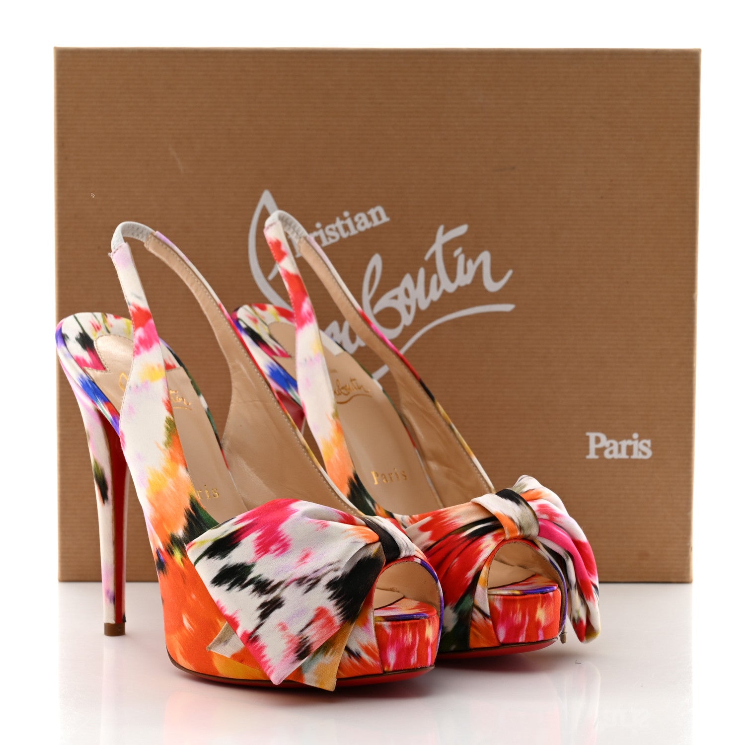 Christian Louboutin Satin Bouquet Vendome Sling 120 Pumps 38.5 Multicolor 8 of 8
