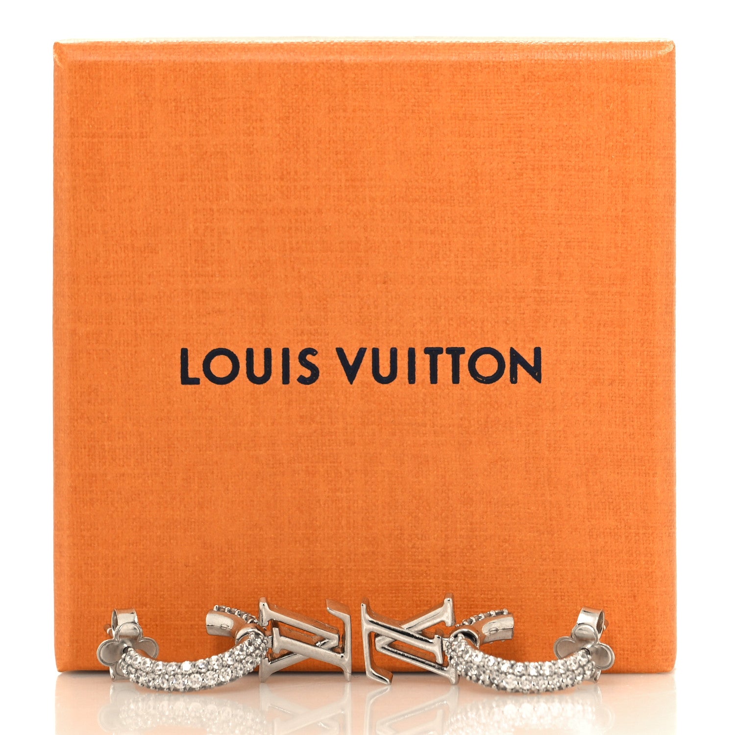 Louis Vuitton Metal Crystal LV Iconic Hoop Earrings Palladium 6 of 6