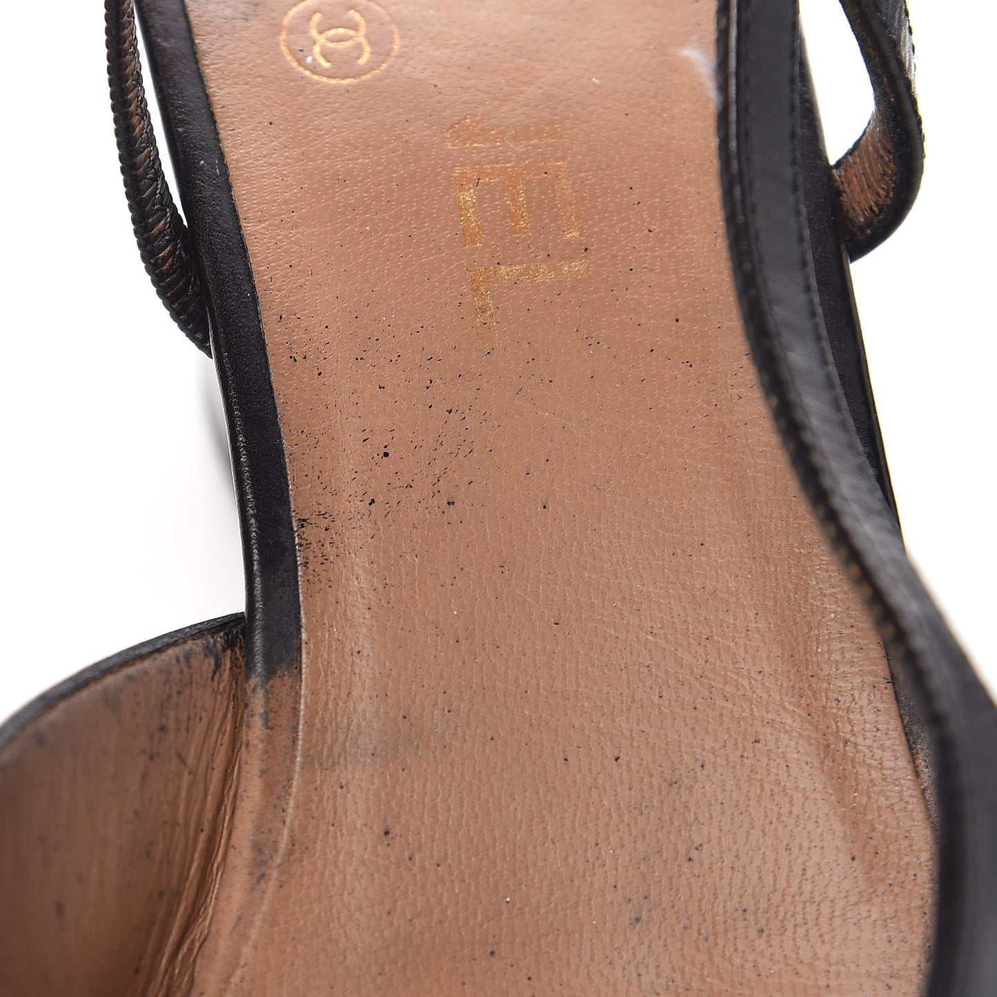 Calfskin Cap Toe CC Slingback Pumps 41.5 Black