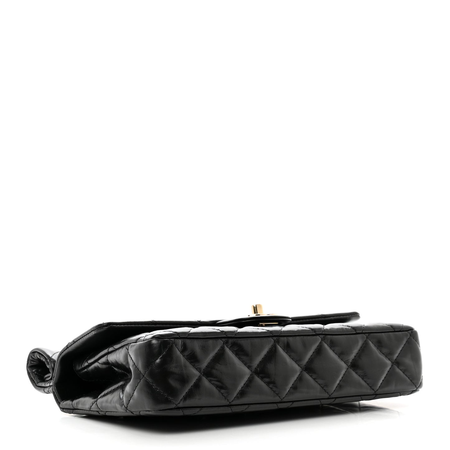 Crumpled Calfskin Quilted Clutch Black
