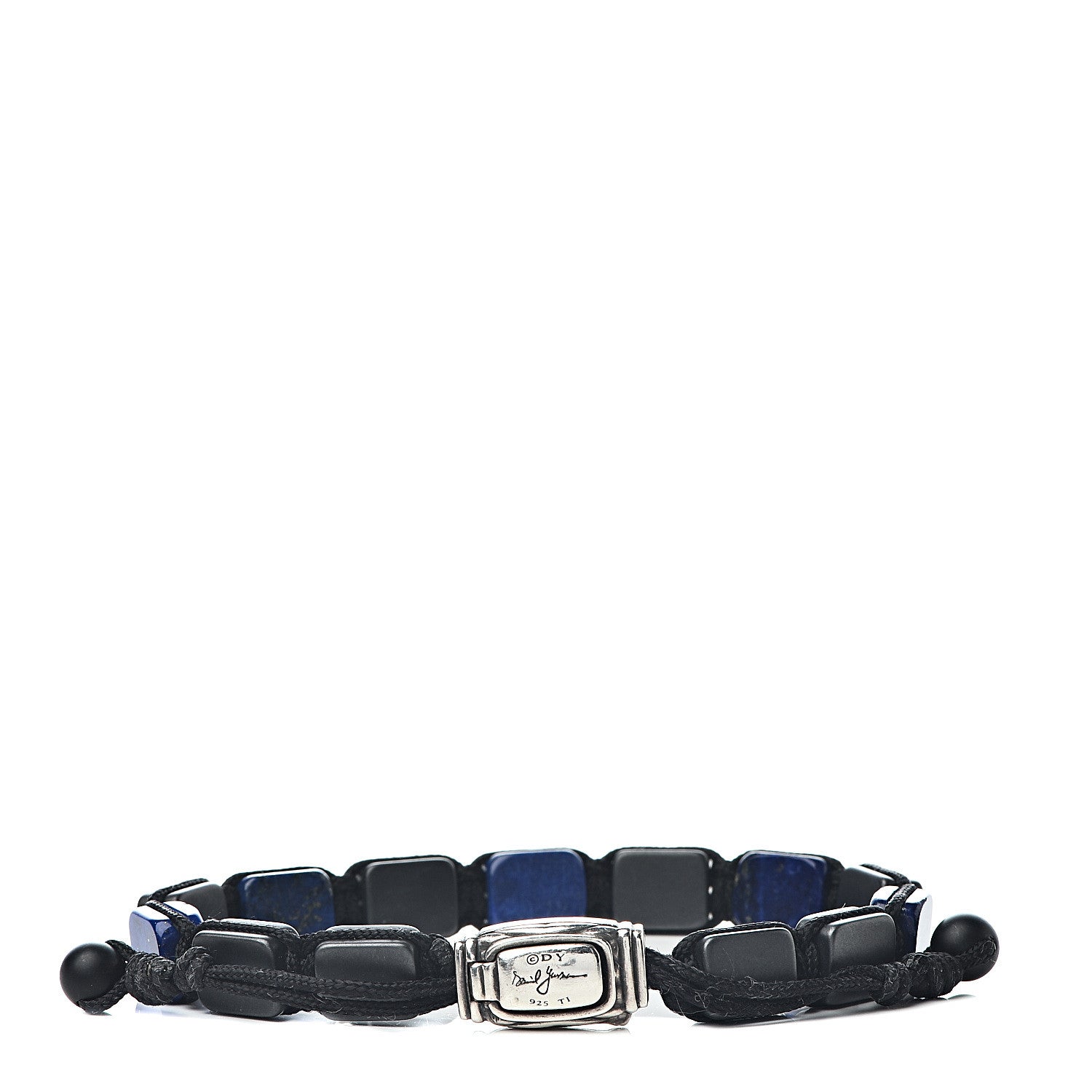 David Yurman Sterling Silver Lapis Lazuli Black Onyx Spiritual Beads Five-Station Tile Bracelet 3 of 5