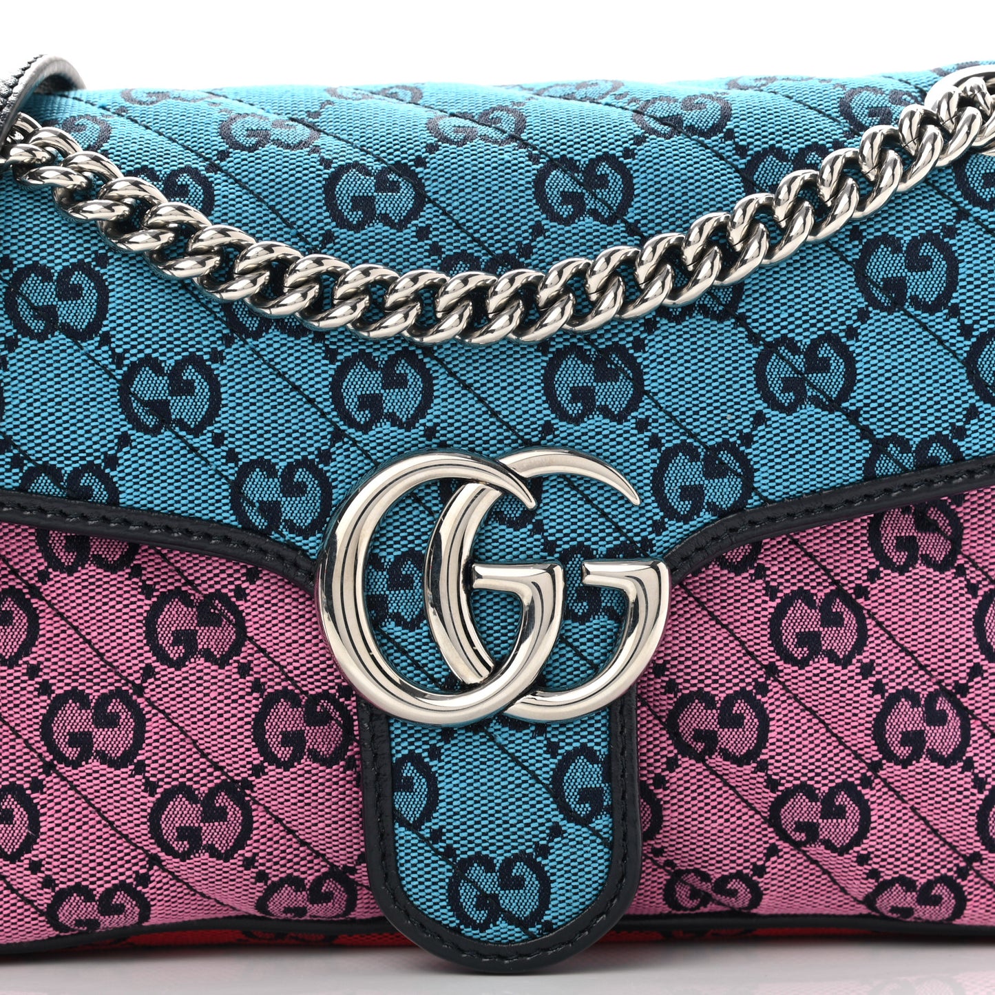 Monogram Multicolor Matelasse Diagonal Small GG Marmont Shoulder Bag Light Blue Pink Blue Green Red