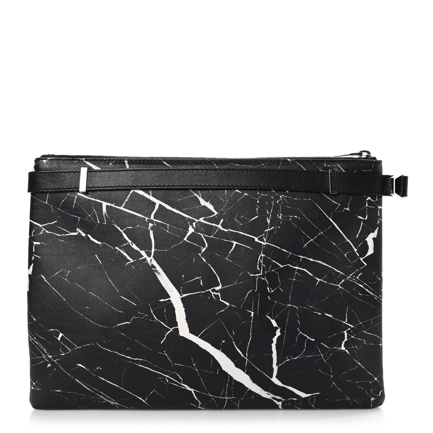 Balenciaga Calfskin Marble Print Document Case Black White 1 of 7