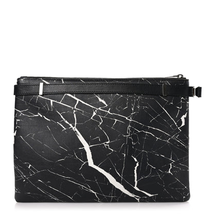 Balenciaga Calfskin Marble Print Document Case Black White 1 of 7
