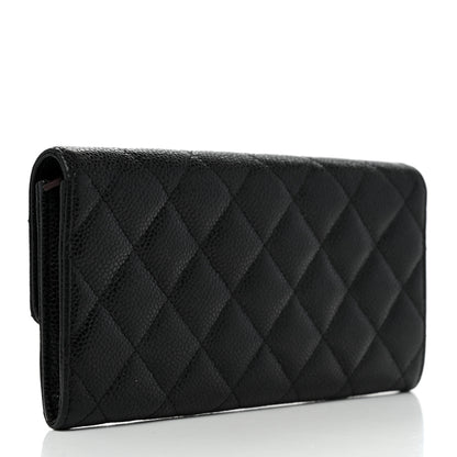 Chanel Caviar Quilted Large Gusset Flap Wallet Black 3 of 8