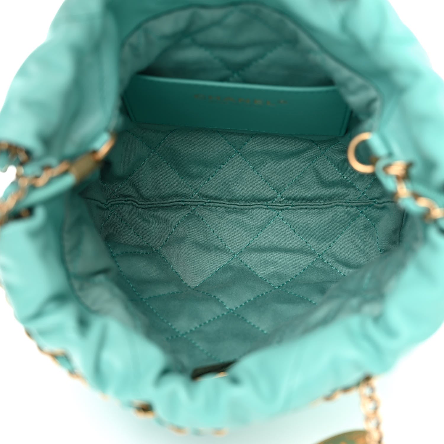 Chanel Shiny Calfskin Quilted Mini Chanel 22 Turquoise 4 of 9