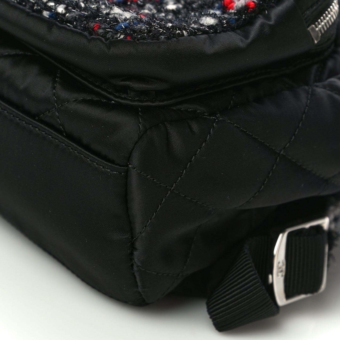 Tweed Nylon Quilted Small Astronaut Essentials Backpack Black Multicolor