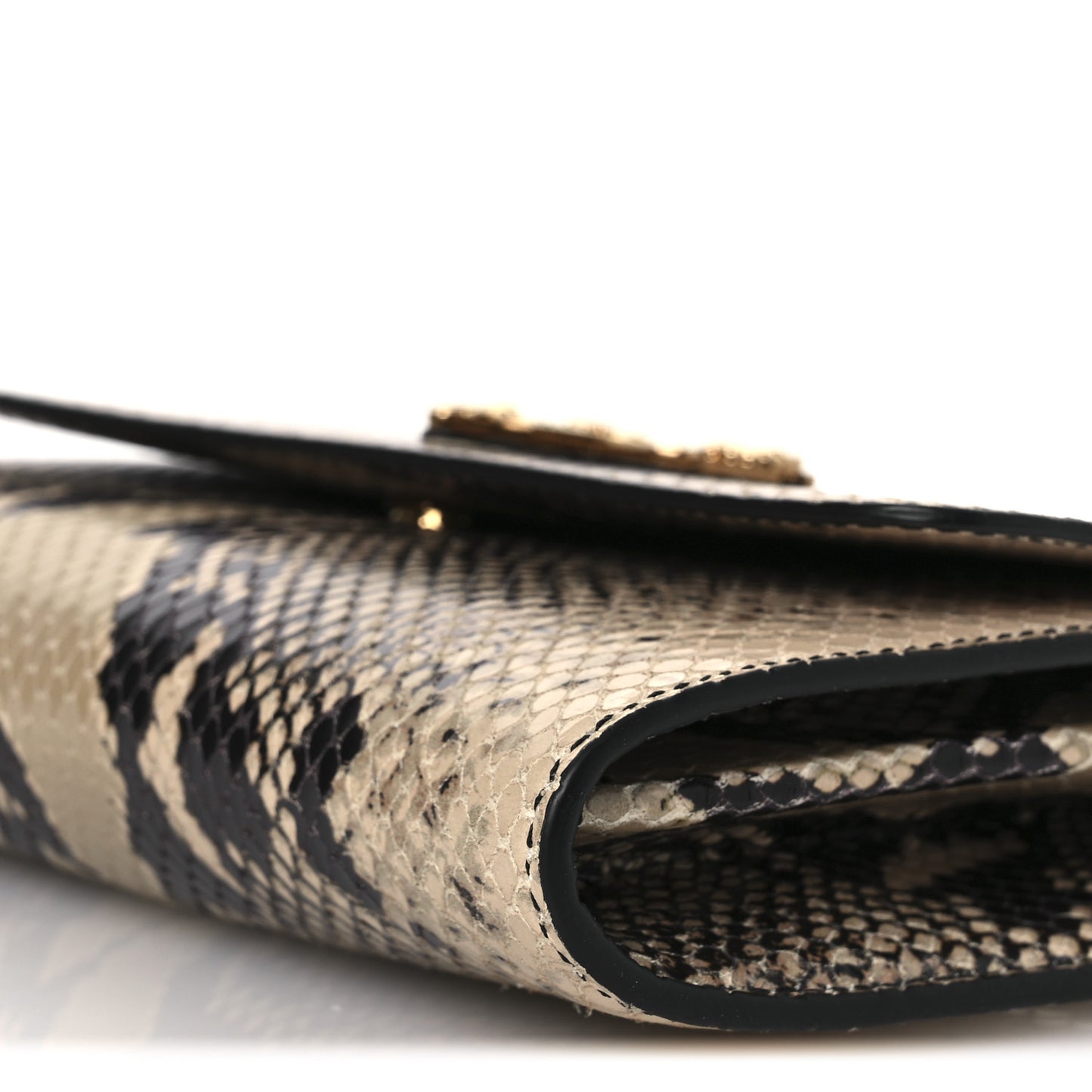 Snakeskin Virtus Wallet On Chain Beige Black