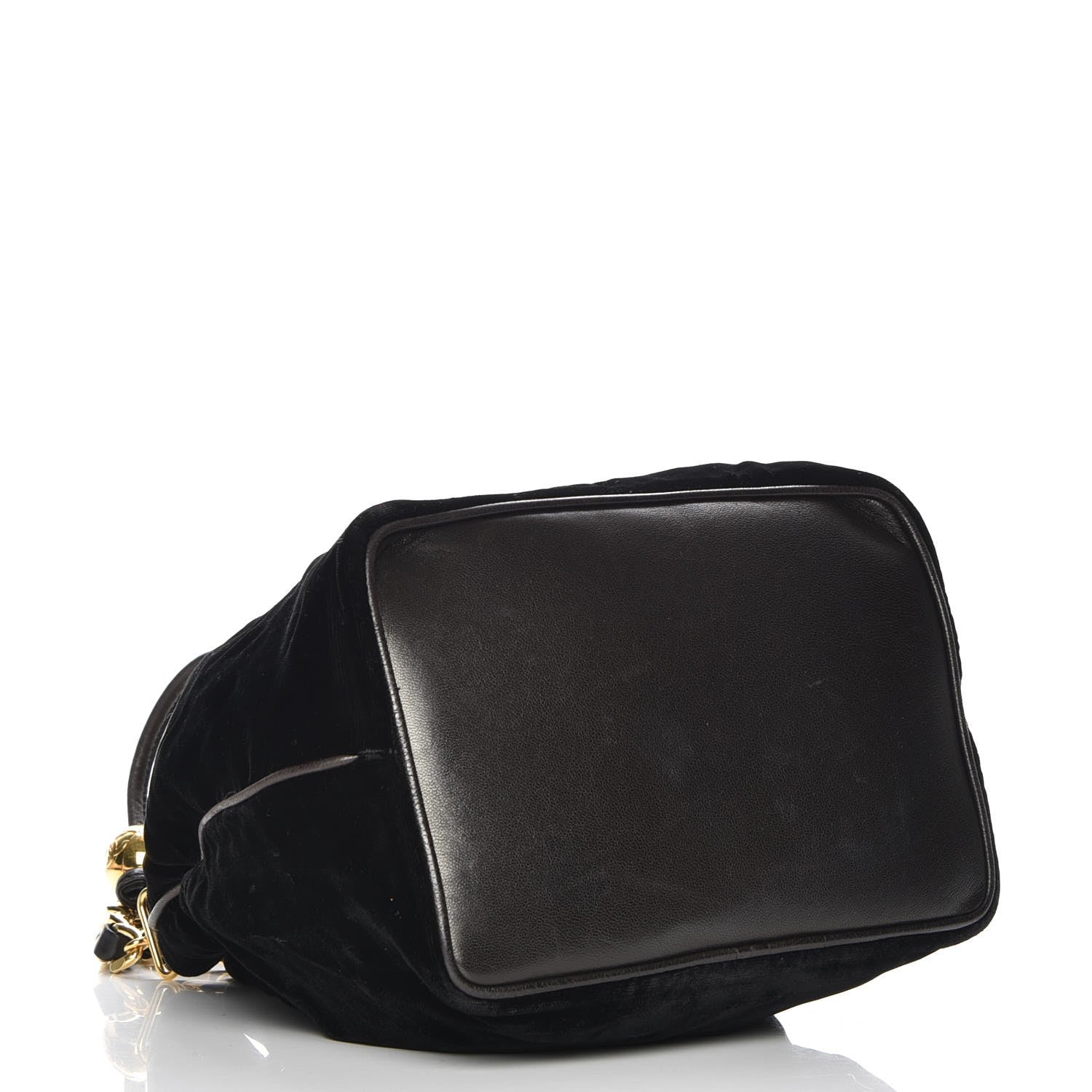 Chanel Velvet CC Drawstring Bucket Bag Black 4 of 9