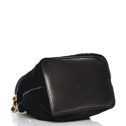 Chanel Velvet CC Drawstring Bucket Bag Black 4 of 9