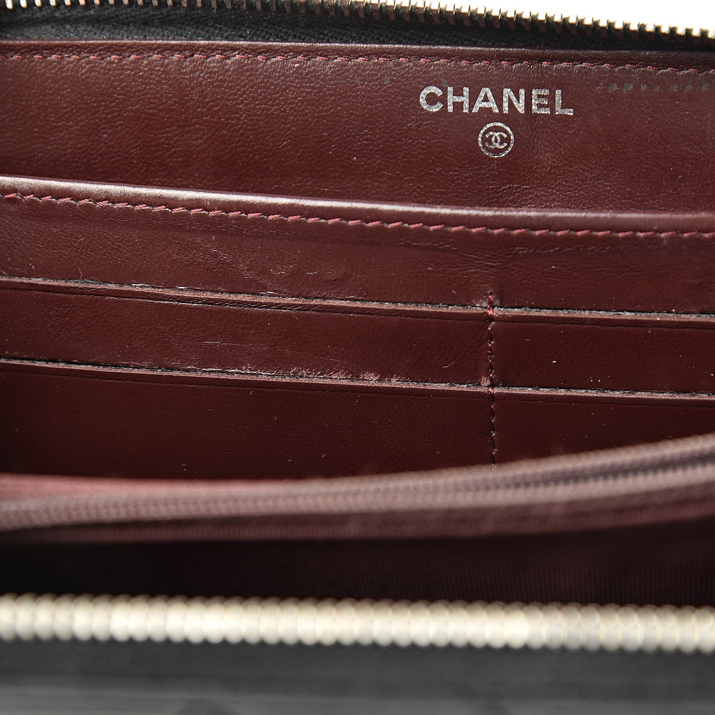 Lambskin Quilted Large Gusset Zip Around Wallet Black
