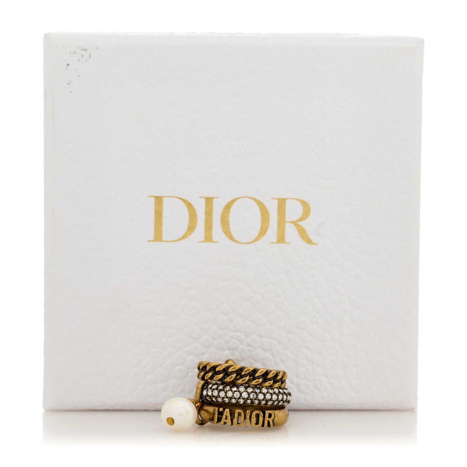 Christian Dior Crystal Pearl Chain J'adior Ring S 50 5.25 Gold 4 of 4
