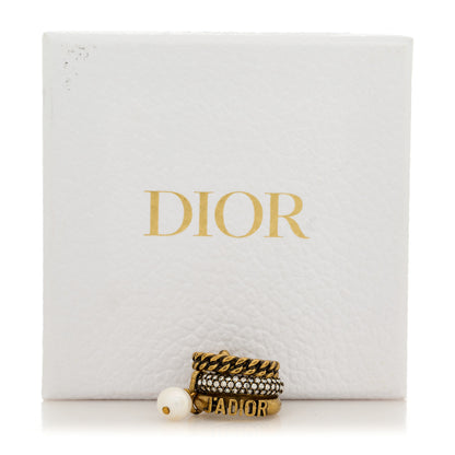 Christian Dior Crystal Pearl Chain J'adior Ring S 50 5.25 Gold 4 of 4