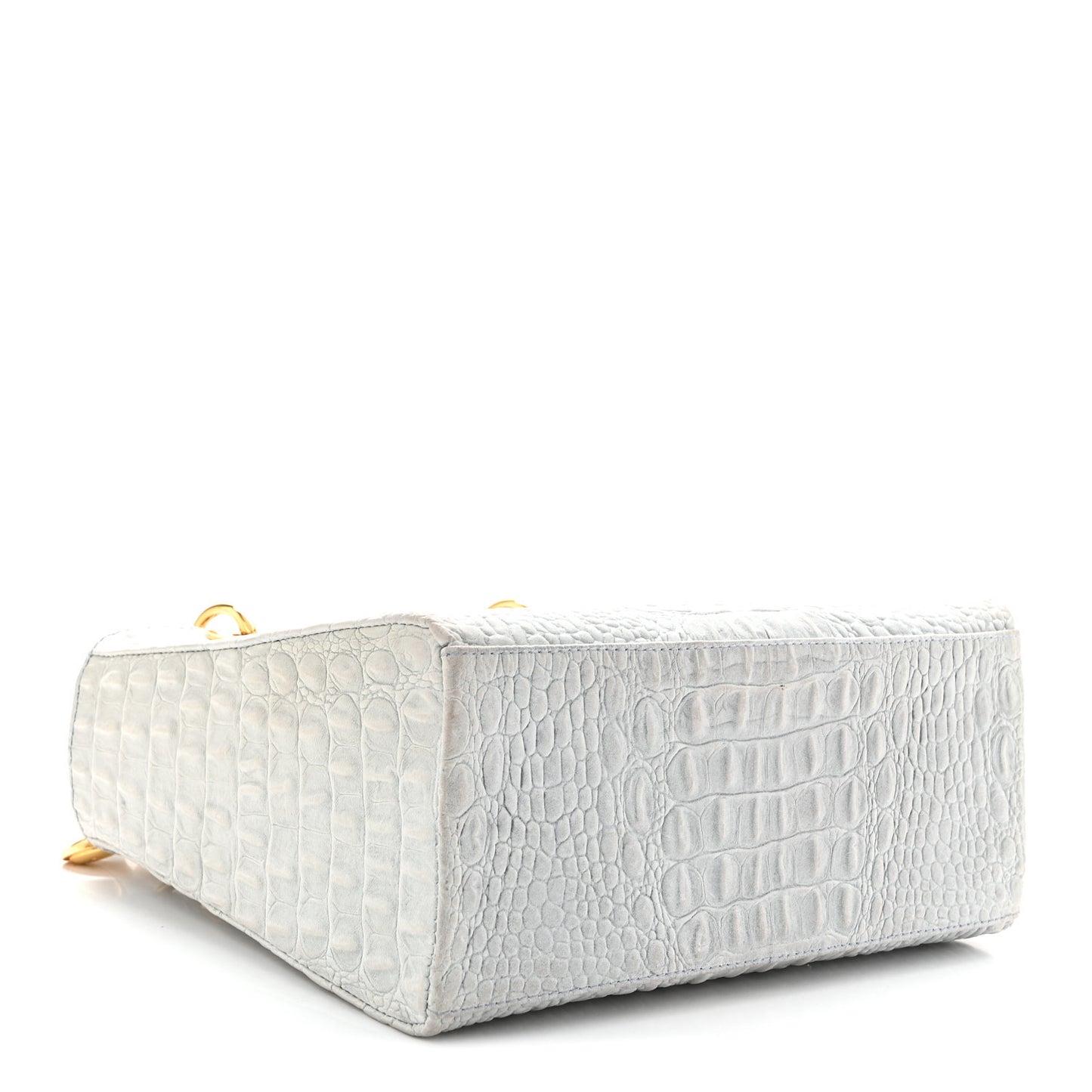 Calfskin Alligator Embossed Medium Lady Dior Light Blue