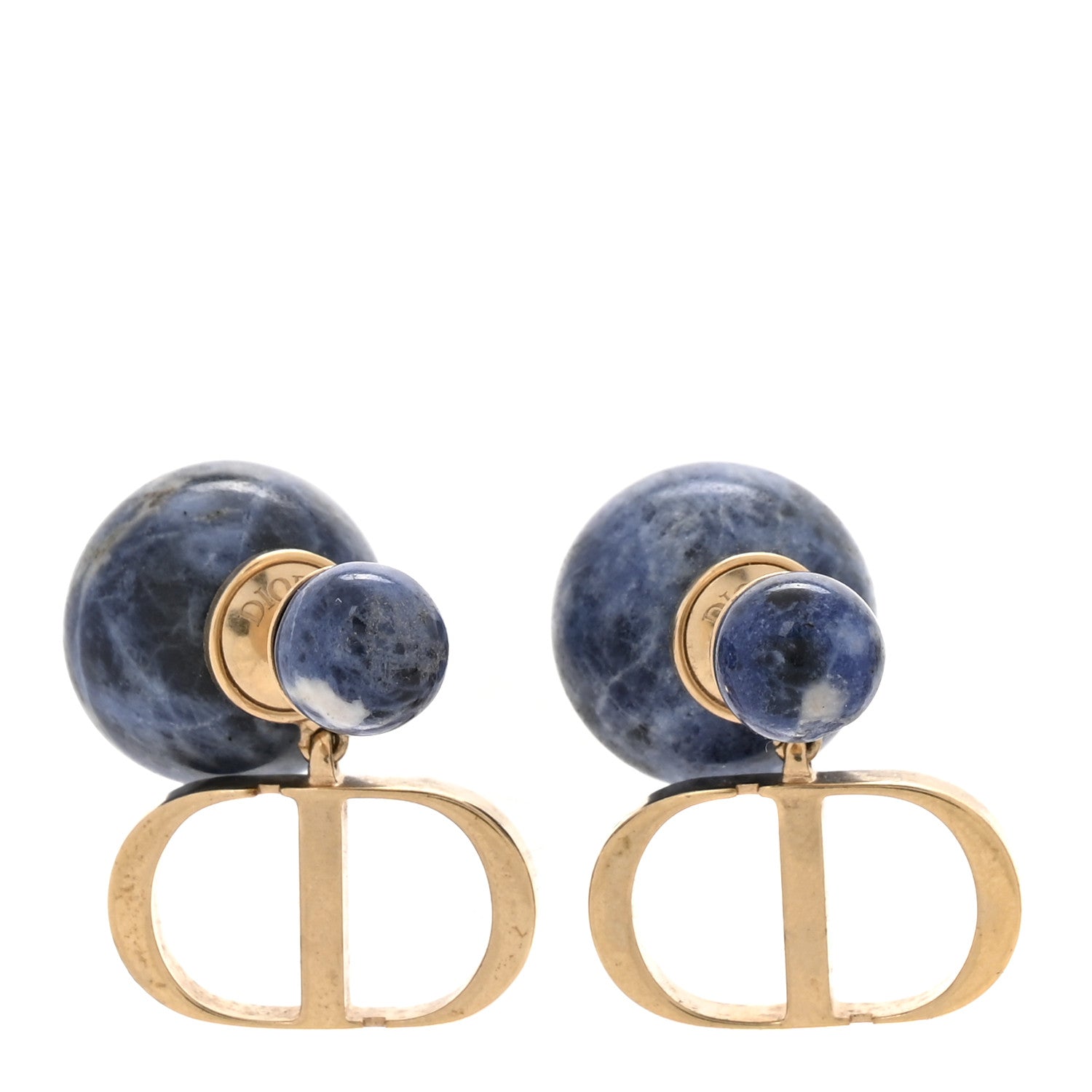 Christian Dior Marble CD Tribal Earrings Blue 1 of 4
