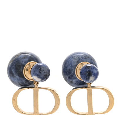 Christian Dior Marble CD Tribal Earrings Blue 1 of 4