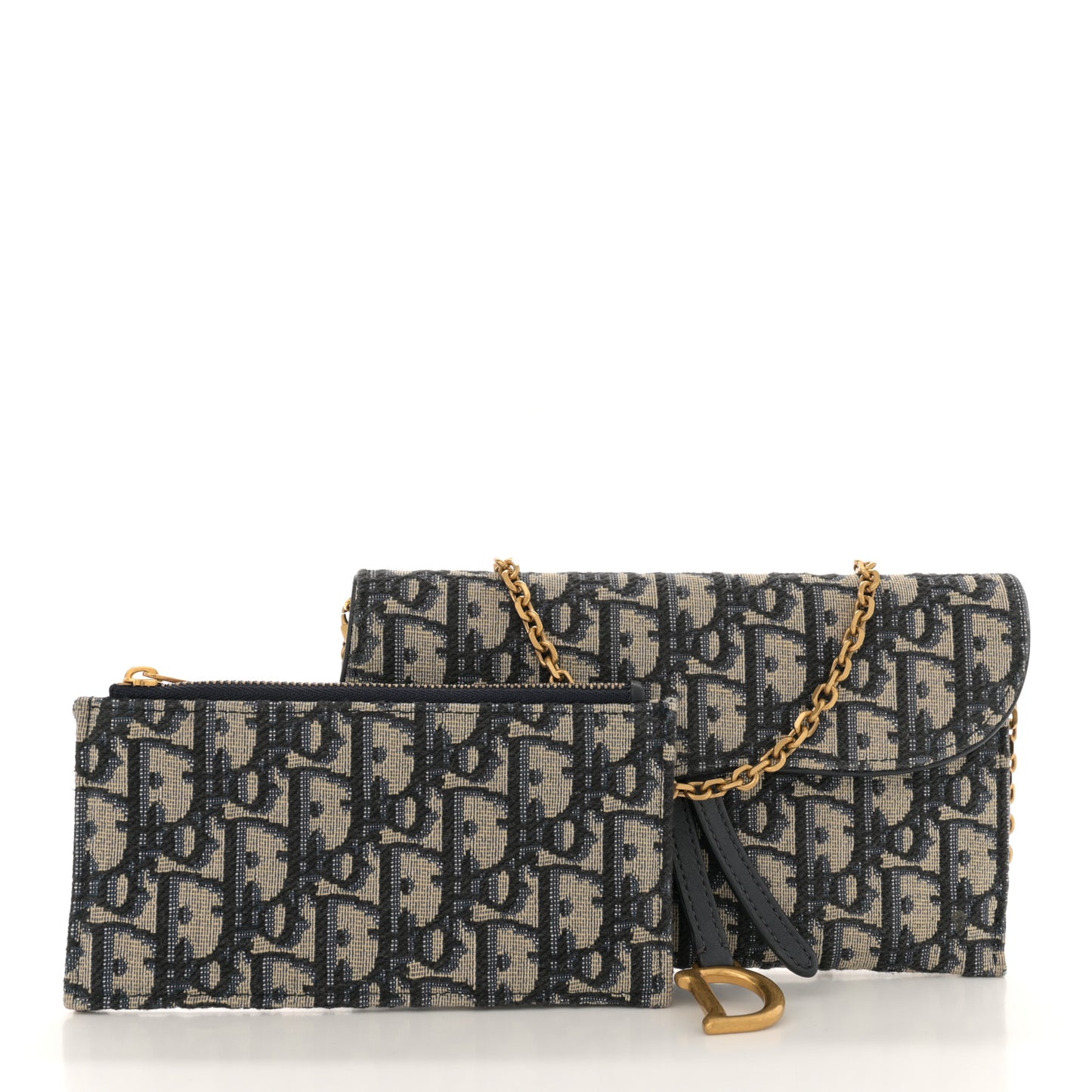Oblique Saddle Chain Long Wallet Blue
