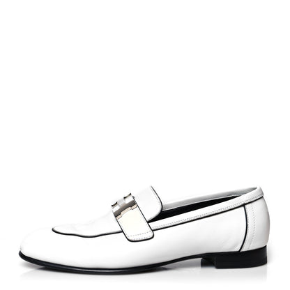 Hermes Calfskin Womens Paris Loafers 35.5 White 1 of 9