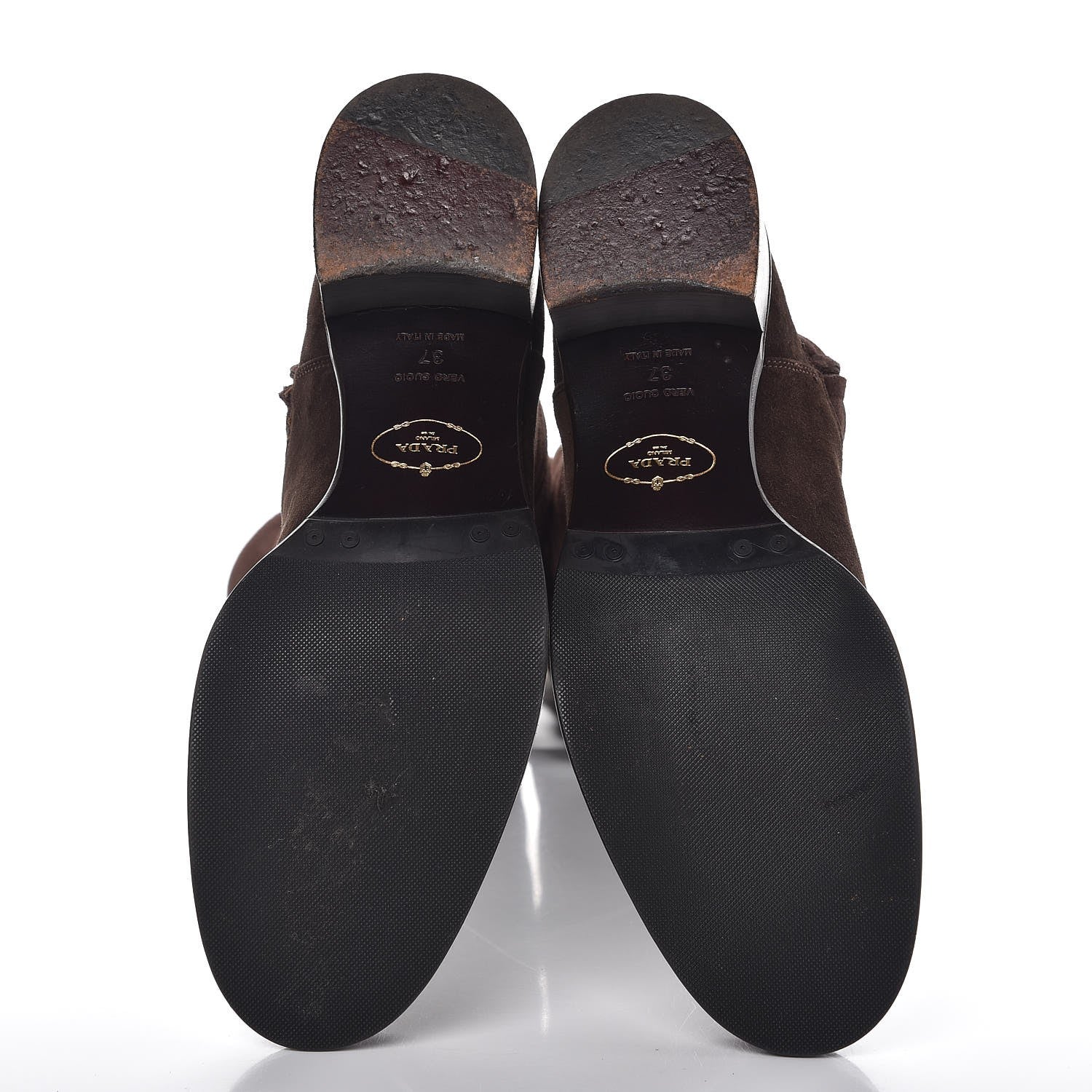 Prada Suede High Boots 37 Brown 7 of 9