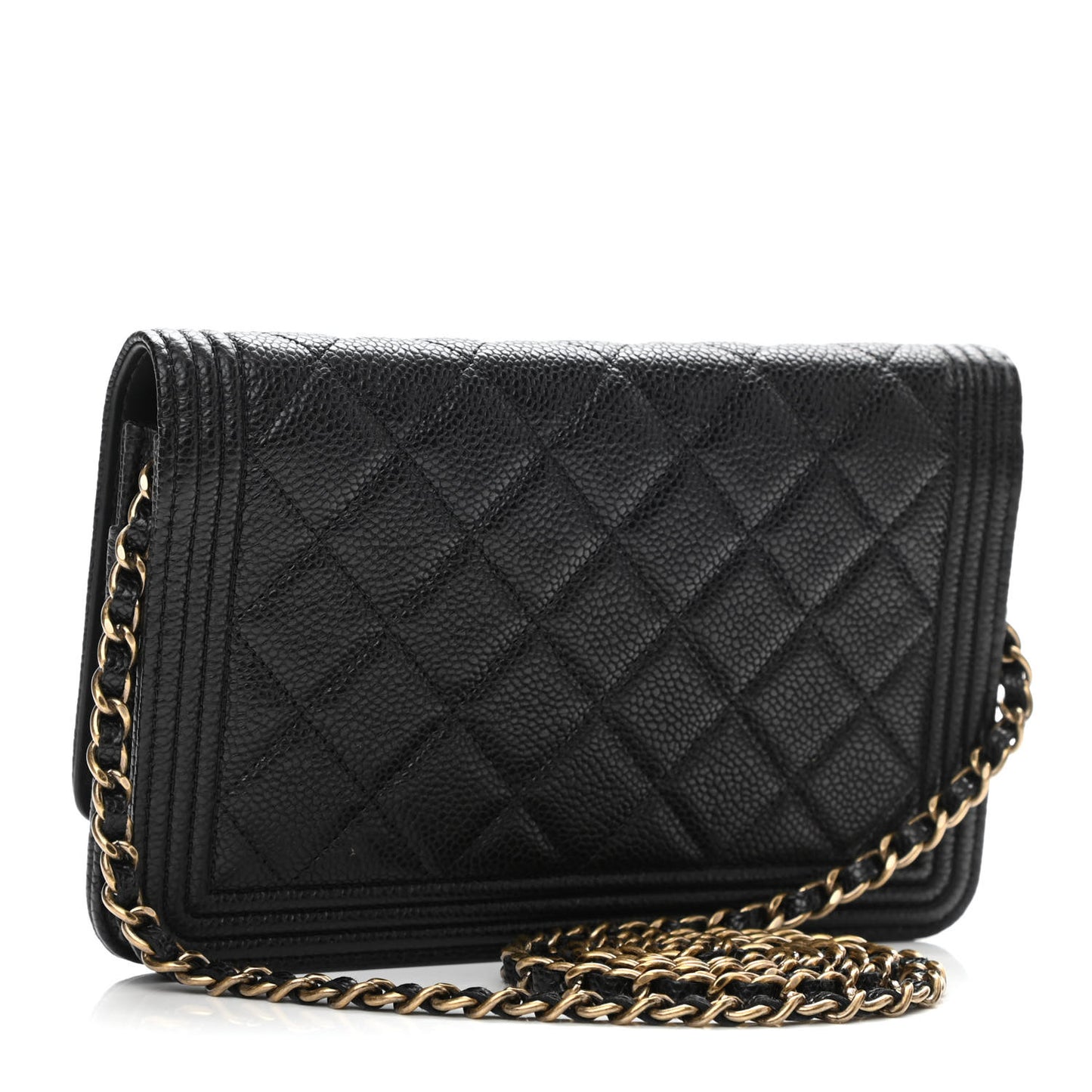 Caviar Quilted Boy Wallet On Chain WOC Black