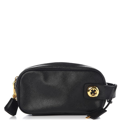 Prada Saffiano Zip Pochette Black 1 of 8