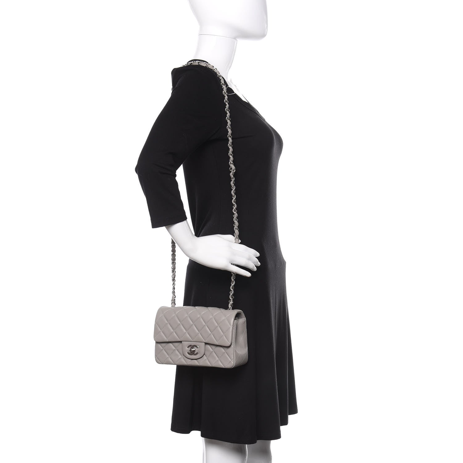 Chanel Lambskin Quilted Mini Rectangular Flap Grey 2 of 12