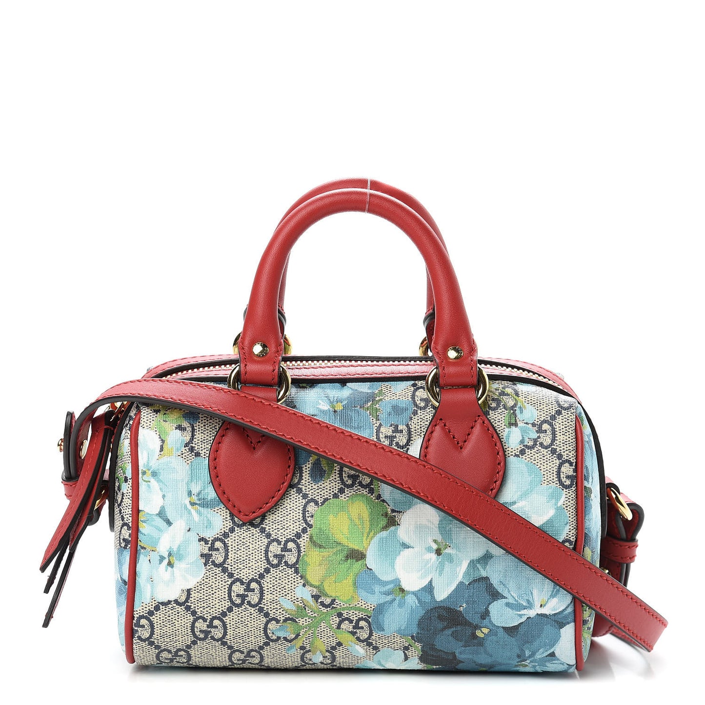 GG Supreme Monogram Blooms Mini Boston Navy Blue Hibiscus