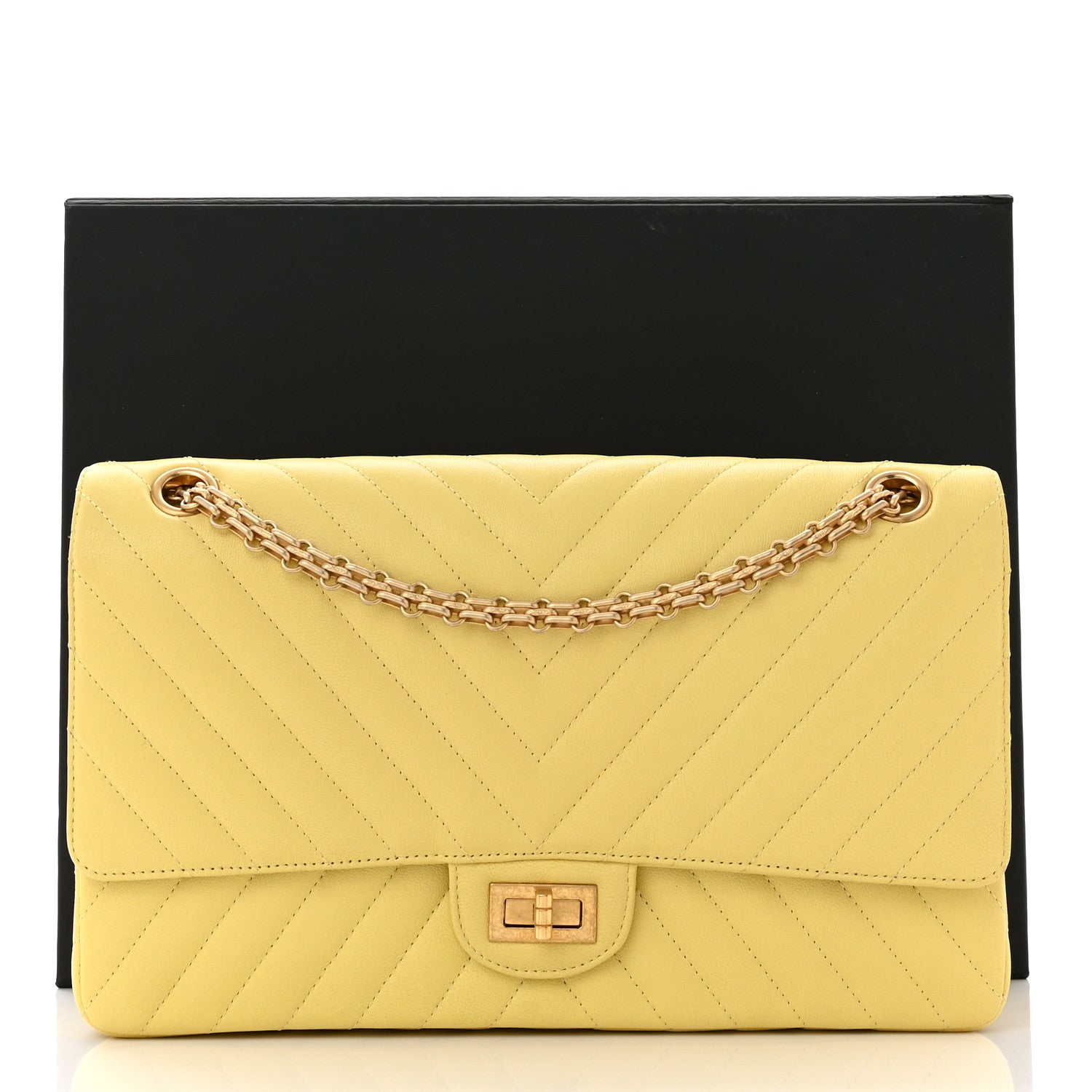 Chanel Sheepskin Chevron Quilted 2.55 Reissue 226 Flap Yellow 11 of 11