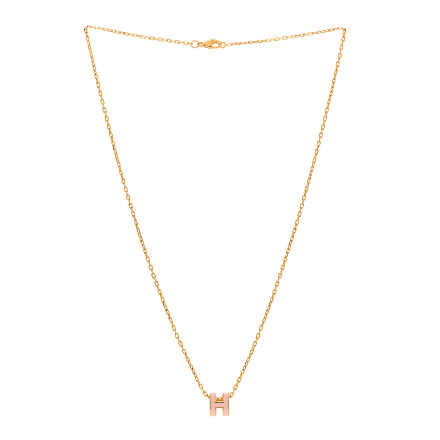 Lacquered Gold Mini Pop H Pendant Necklace Rose Dragee