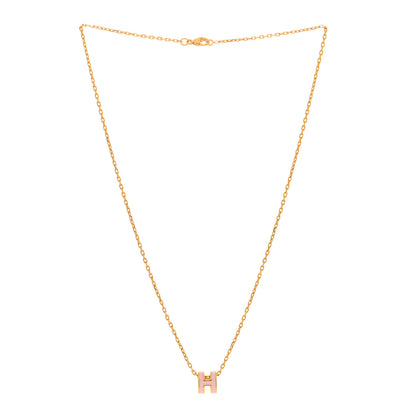 Hermes Lacquered Gold Mini Pop H Pendant Necklace Rose Dragee 2 of 5