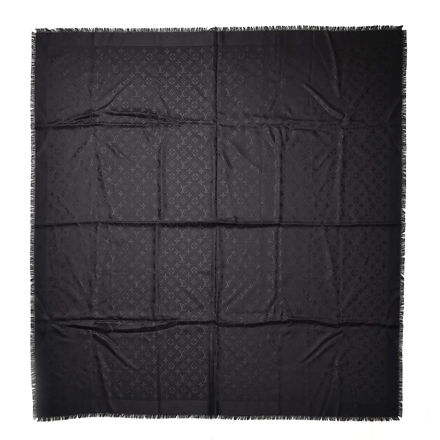 Silk Wool Monogram Shawl Black