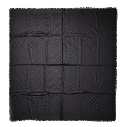 Louis Vuitton Silk Wool Monogram Shawl Black 2 of 6