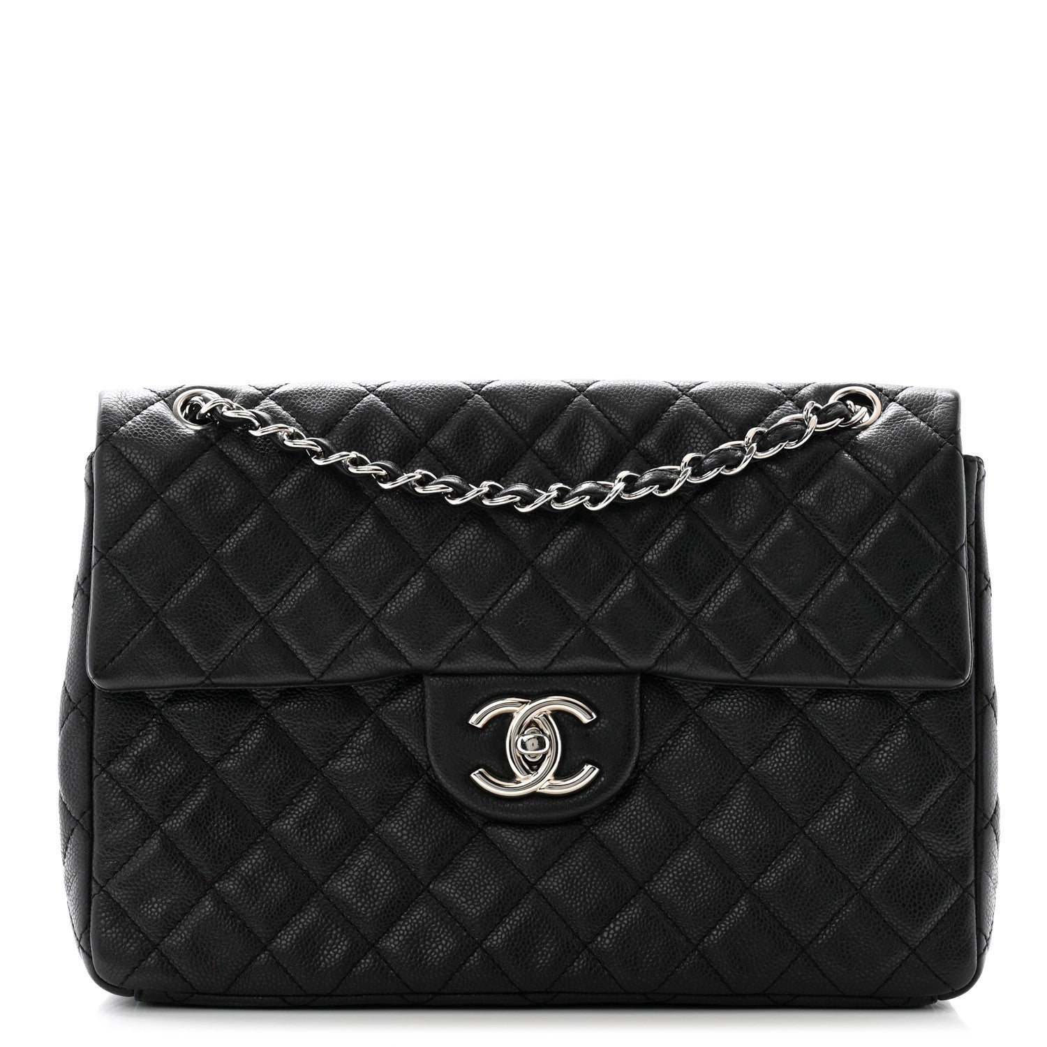 Chanel Washed Caviar Quilted Maxi Single Flap Black 1 of 10